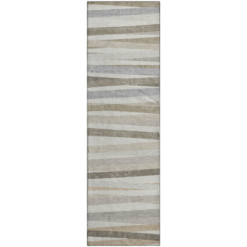 Premium Machine Washable Natoma AMF997 Stripes Rug, Runner 2'3" x 7'6"