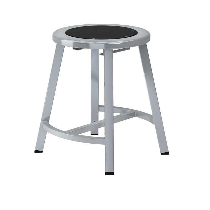 Tabouret industriel / fixe à hauteur fixe, siège rond en acier, H 18 po