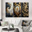 3 pièces sur toile - Or blanc et spirale liquide ornementale noire-256055595-256055591