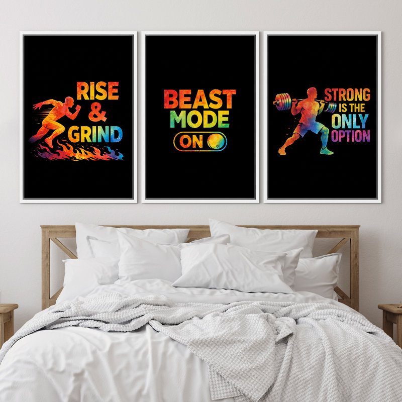 «Modern Modern Motivation Motivation, Home Office Wall Art Decor encadré sur toile», 3 pièces, 36" H x 24" W, White