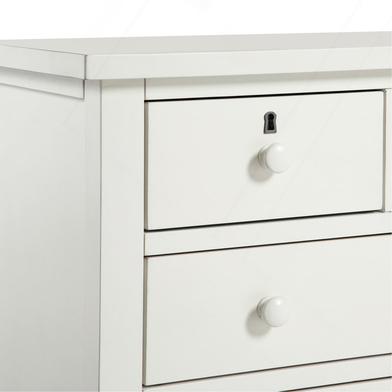 Table de chevet avec 4 tiroirs de rangement Georgina - Blanc antique, Blanc
