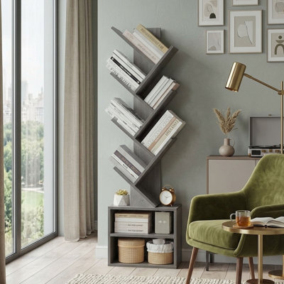 Bibliothèque à 6 niveaux avec armoire de rangement, grande bibliothèque étroite pour le bureau de la chambre à coucher et les petits espaces