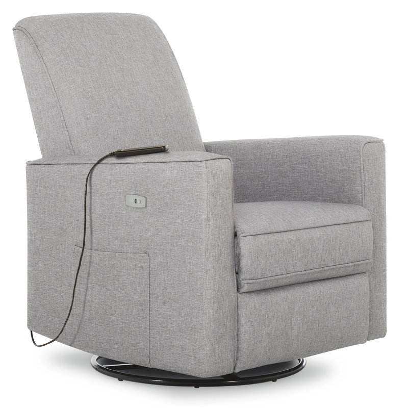 Swivel Gray Massage Recliner with Built-in USB and Metal Base