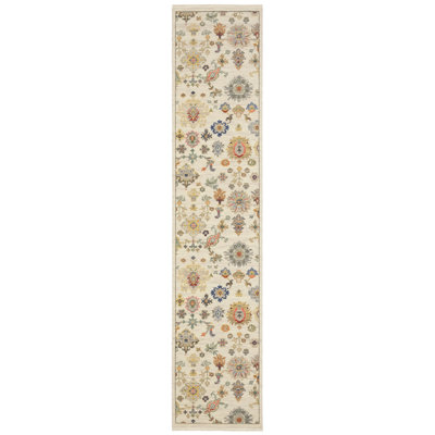Oriental Machine Woven Beige/Grey Wool Blend Area Rug