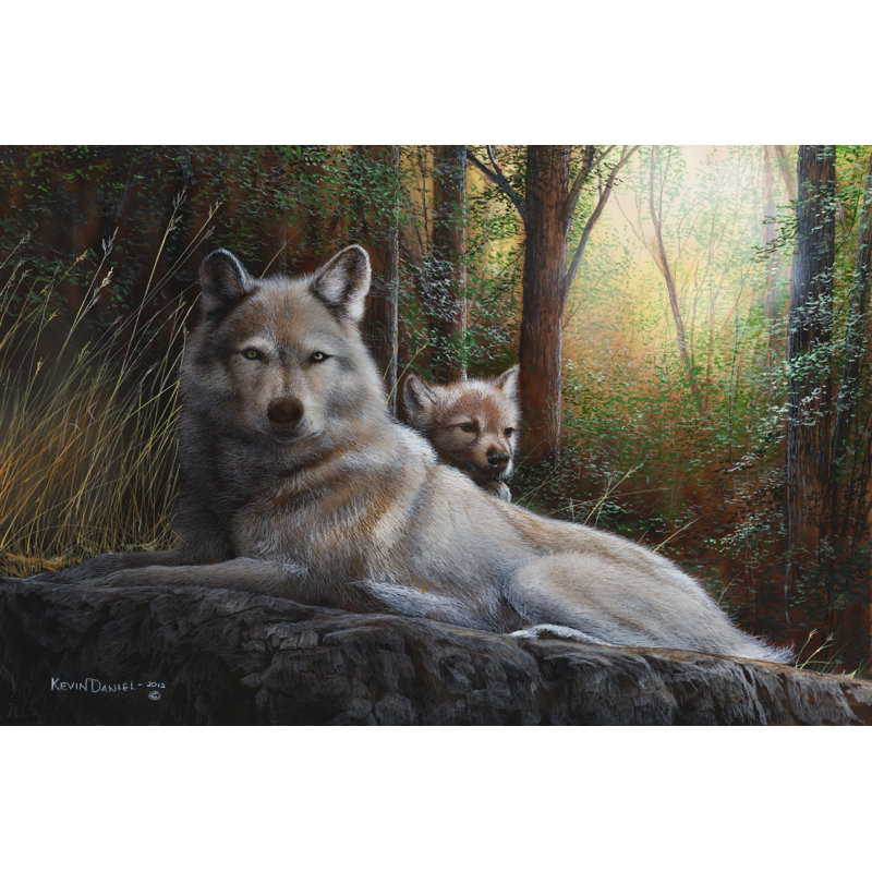 Recumbent Wolves - Wrapped Canvas Art Prints, 20cm H x 30cm W x 3.8cm D