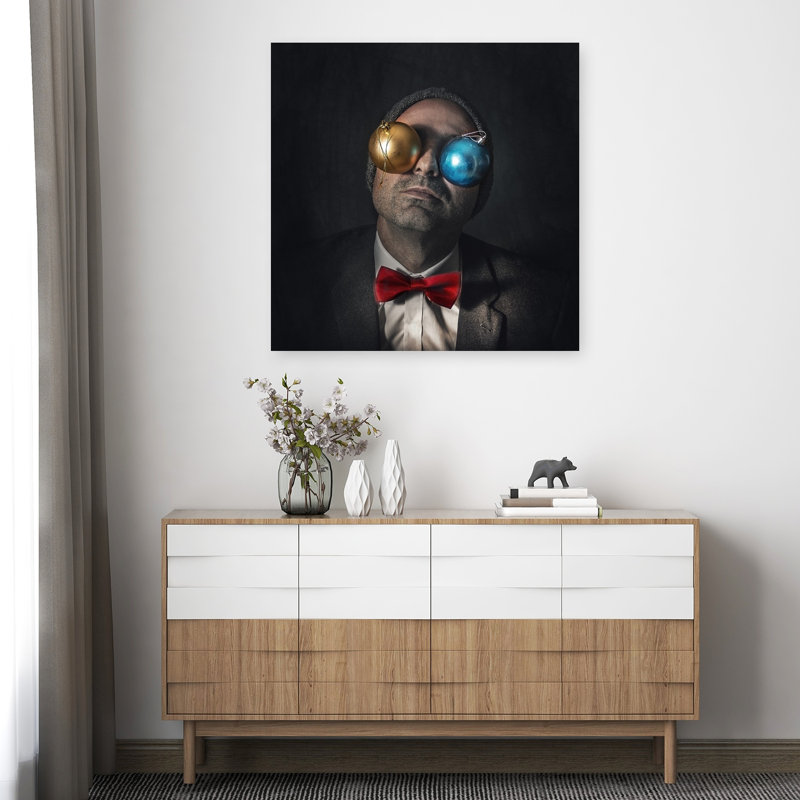 «Quirky Christmas Man», reproduction d'art mural contemporain abstrait, H 36 po x l 36 po