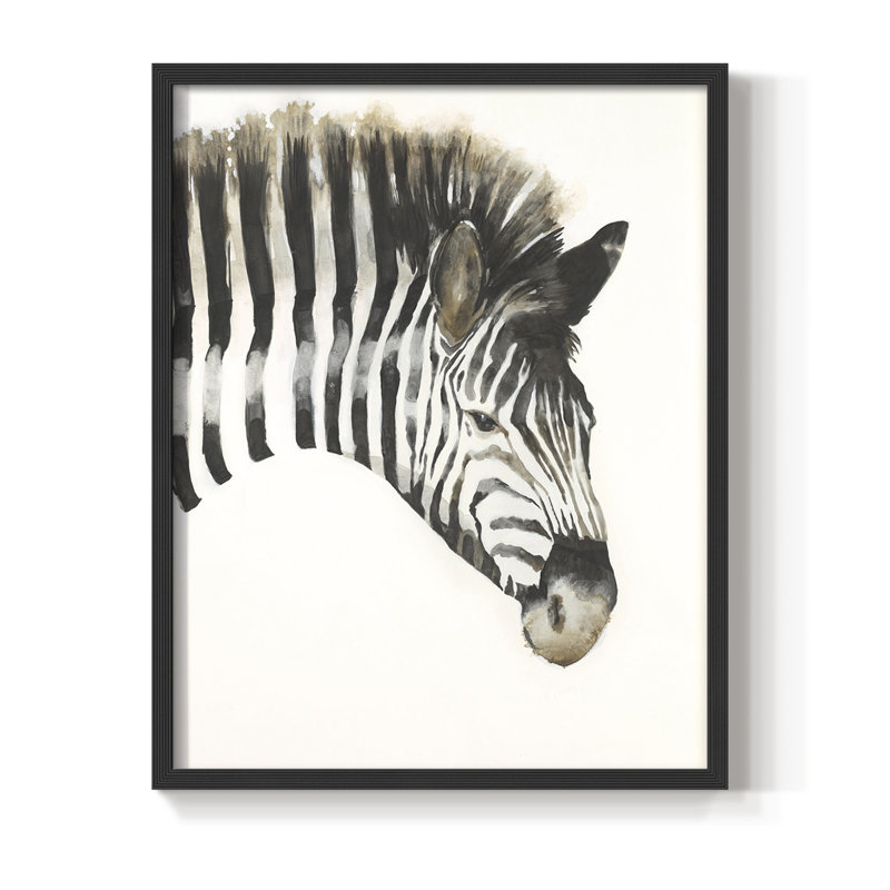Reproduction encadrée à rayures zébrées - bois massif, H 14 po x l 11 po, Noir
