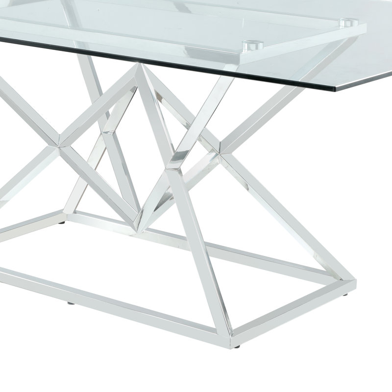 Glass Top Metal Base Dining Table