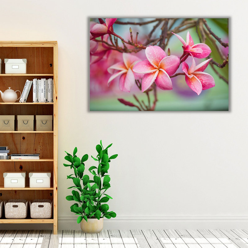 «Pink Frangipani Plumeria Flower», reproduction d'art sur toile, H 24 po x l 36 po