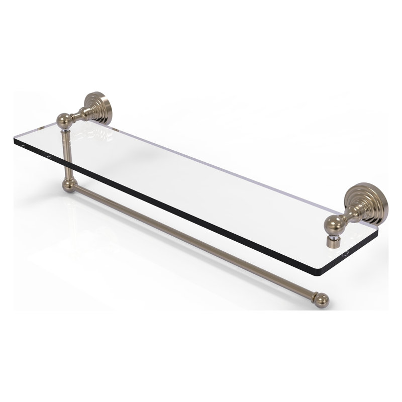 Beresford Bracket Shelf with Towel Bar, Satin Brass, 5'' H x 22'' W x 5'' D