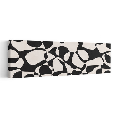 Art mural contemporain abstrait fluide noir et blanc