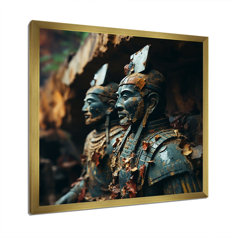 «China Terracotta Warriors 2», art mural chinois, Cadre doré simple, H 30 po x l 30 po x P 1,5 po