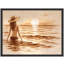 Reproduction d'art encadrée de coucher de soleil vintage encadrée - vue côtière chaleureuse pour le salon-125120400-125120401