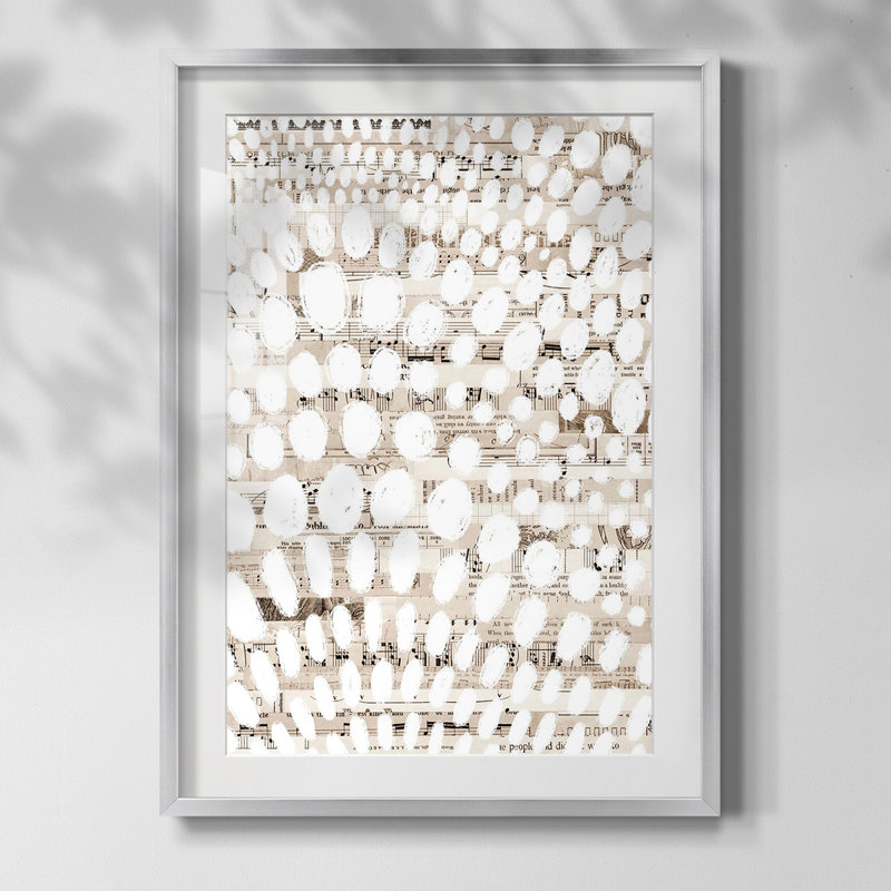Motif rétro II, Papier avec cadre argenté, Blanc