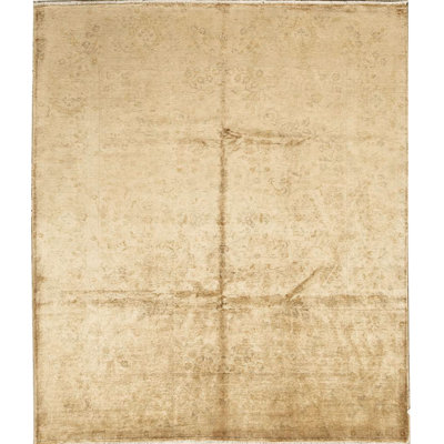 Hand-Knotted High-Quality Cream and Cream Area Rug
