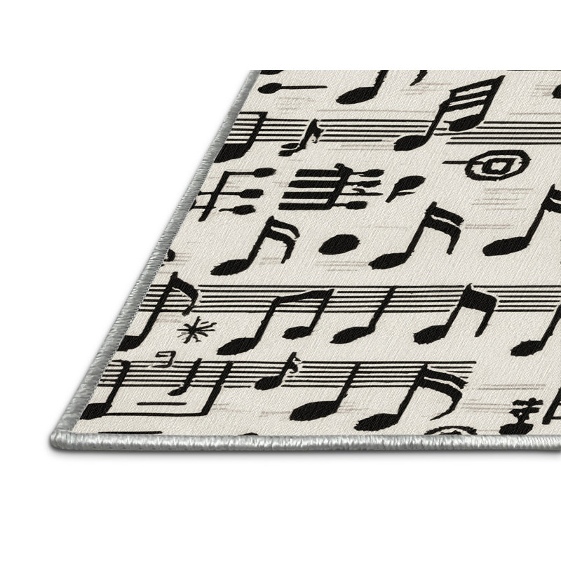  Tapis lavable notes de musique et symboles musicaux, Rectangulaire 7 pi x 10 pi