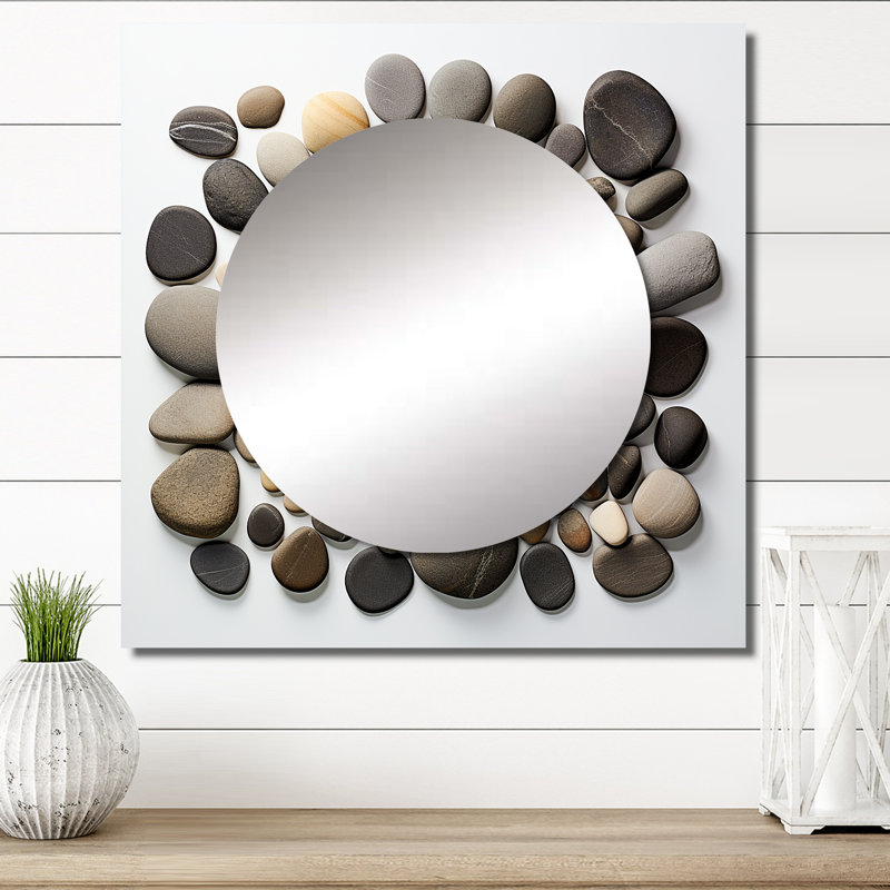 Beach Beach Harmonious Balance I - Grand miroir mural carré pour la chambre, 23 po x 23 po