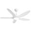 Ventilateur de plafond 48 pouces avec lumière DEL à intensité variable et télécommande, 5 pales ABS, moteur à courant continu, blanc