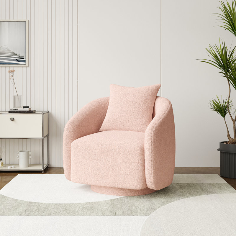 Fauteuil demi-tonneau pivotant Bashar, H 25,5 po x l 28,5 po x P 24,6 po, Rose