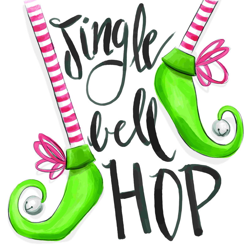 Jingle Bell Hop Socks - Toile tendue, art textuel, H 20 po x l 20 po