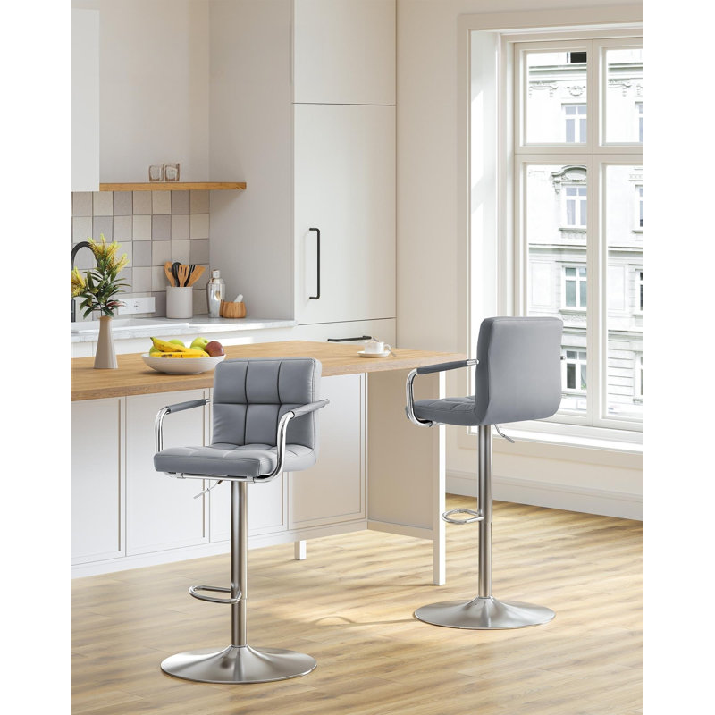 Montvale Swivel Upholstered Adjustable Height Counter Stool, Grey