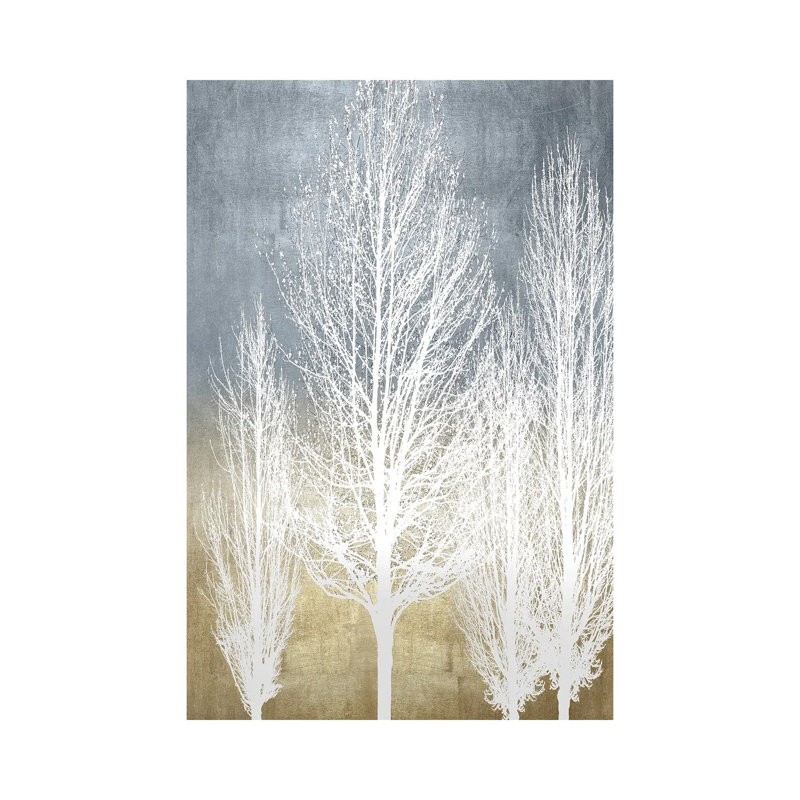 Trees On Gold Panel II by Kate Bennett - Wrapped Canvas Painting, 20.32 cm H x 30.48 cm W