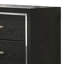Commode large Lyla, garniture argentée, 6 tiroirs, pieds fuselés, bois noir