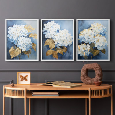 Floral Study  Series  XLVIII  -Set Of 3 Framed Giclee Prints -Ready to Hang