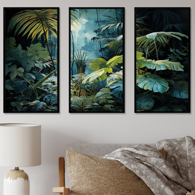 Palmier illuminé au clair de lune Exude A Drea - ensemble d'art mural sur toile Plants