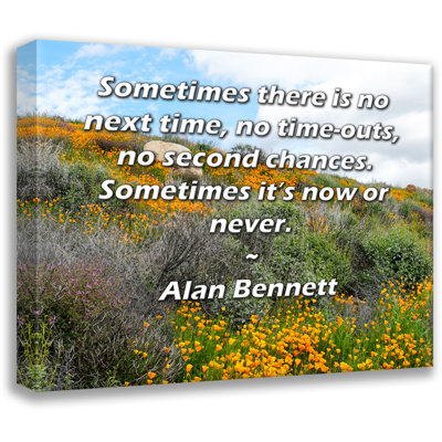ArtsyQuotes Gallery Wrapped Canvas By Alan Bennett: "Sometimes there is no next time, no time-outs, no second chances. Sometimes it’s now or never."