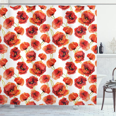 Floral Shower Curtain with Hooks Included
