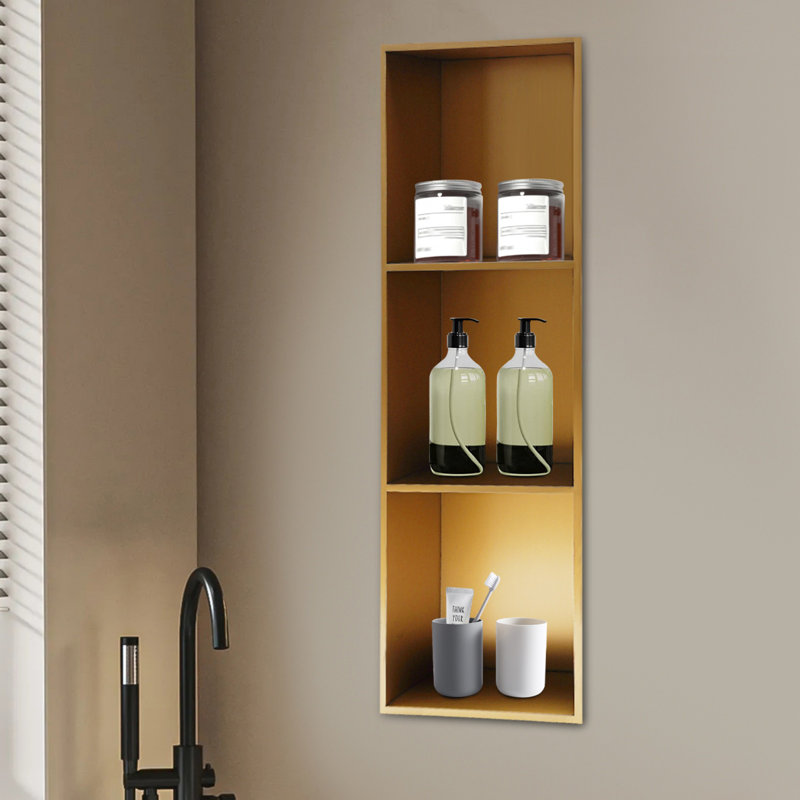 Niket Stainless Steel Bathroom Shelves, Brown