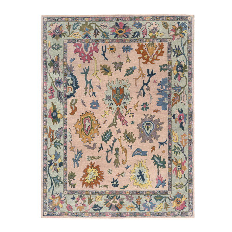 Aitana Vintage Floral Hand-Tufted New Zealand Wool Blend Indoor Area Rug, Rectangle 5'9" x 8'9", Pink/Ivory
