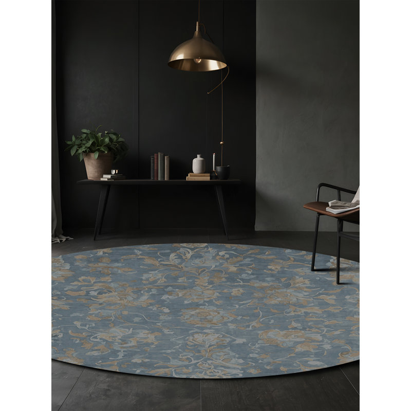 Tapis gris lavable à la machine, Rond 5 pi