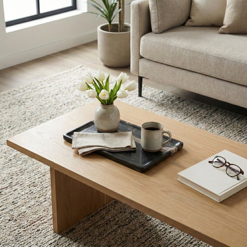 Plateau décoratif rustique en bois rustique - repose-pieds et table basse pour la décoration intérieure - plateau décoratif pour bijoux et espaces de style cuisine - 16 po