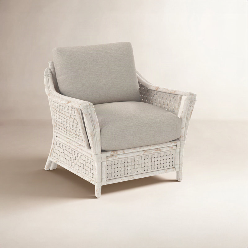 Boca Armchair, Beige Performance Fabric; 0851-73, Antique Frost White