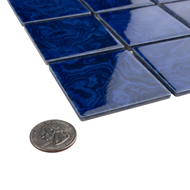 Resort 2" x 2" Porcelain Grid Mosaic Tile, Blue