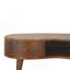 Table basse Chestnut Wave, pieds nordiques, 1 tiroir, 1 rangement ouvert