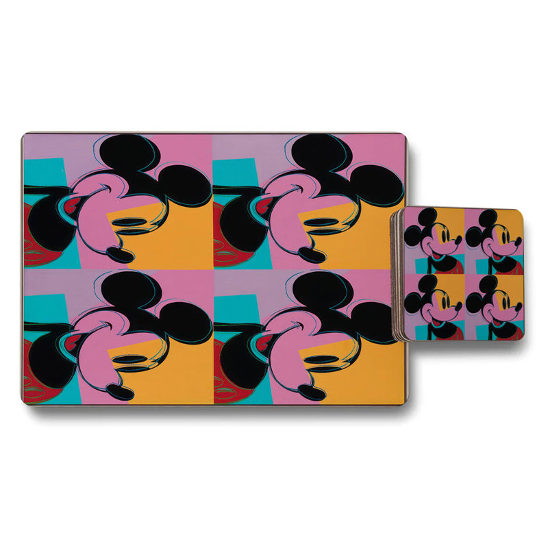 Disney Mickey Mouse Placemats And Coasters Set With Wood Backing Designer Artwork Collection Limited Edition