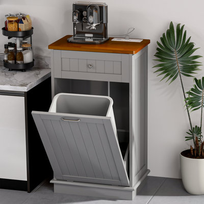Armoire à ordures à double inclinaison avec prise de courant