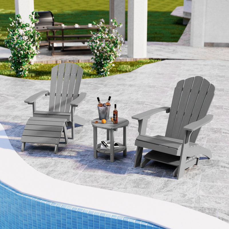 Repose-pieds Hiir Adirondack, repose-pieds pliable extérieur en plastique Adirondack , Gris