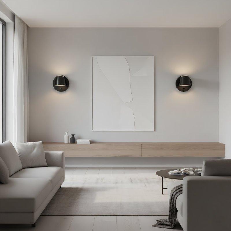 360° Rotation Led Rechargeable Battery Operated Wall Sconce With Remote, Matte Black