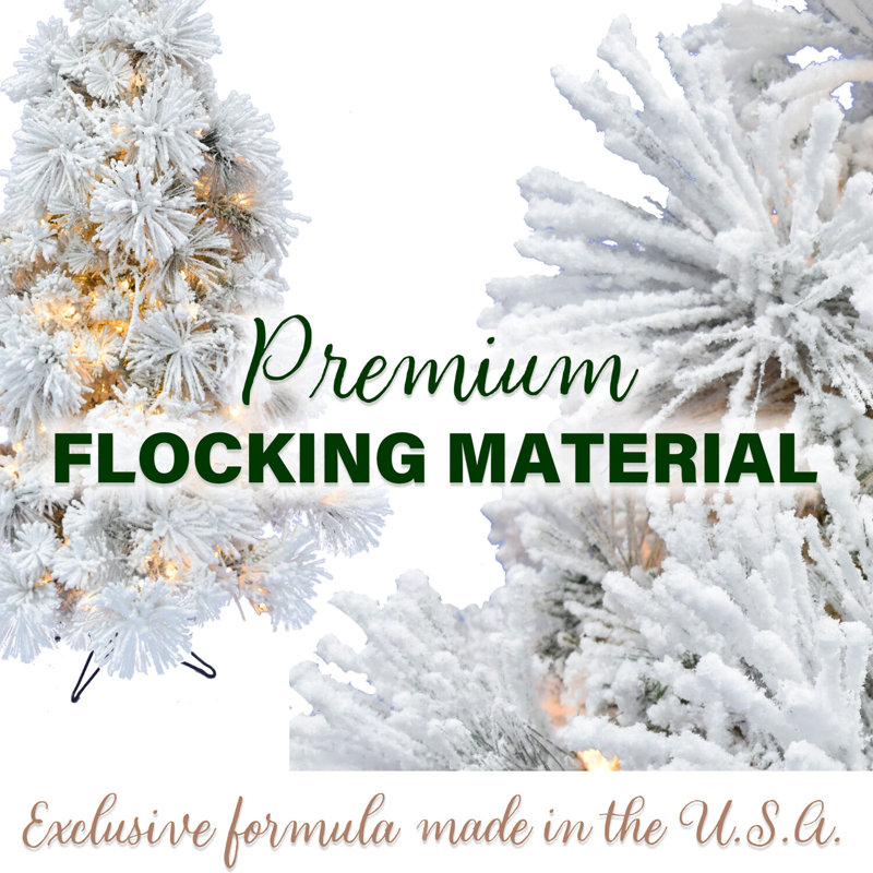 6.5-Foot Flocked Snowy Pine Artificial Christmas Tree with Metal Stand