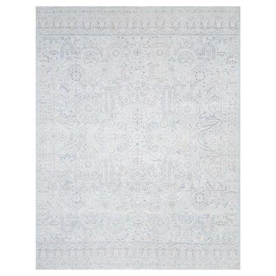 High-Quality Hand-Knotted Light Blue Area Rug