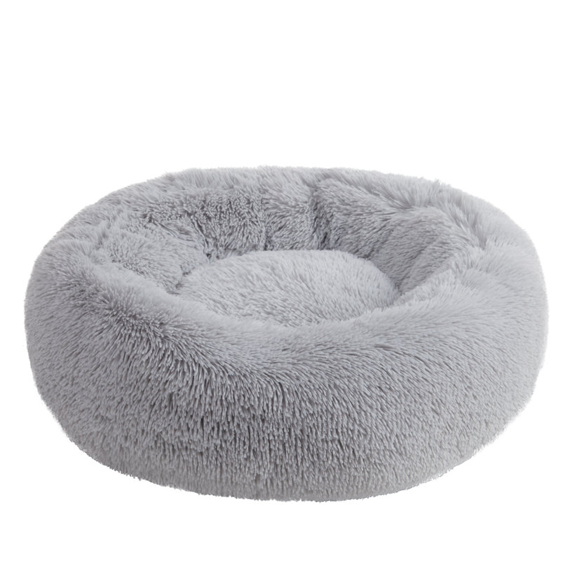 Juicy Couture Fur Donut Pet Bed, Gray, Small (11 -25 lbs)