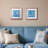 Coryell Blue Seashell Mosaic Wall Art Set with Champagne Frame - Handcrafted 2 Piece Square Coastal Wall Decor