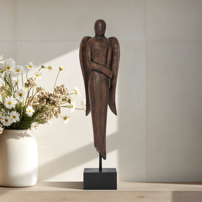 Grande sculpture ange sculpté 20 po Haven