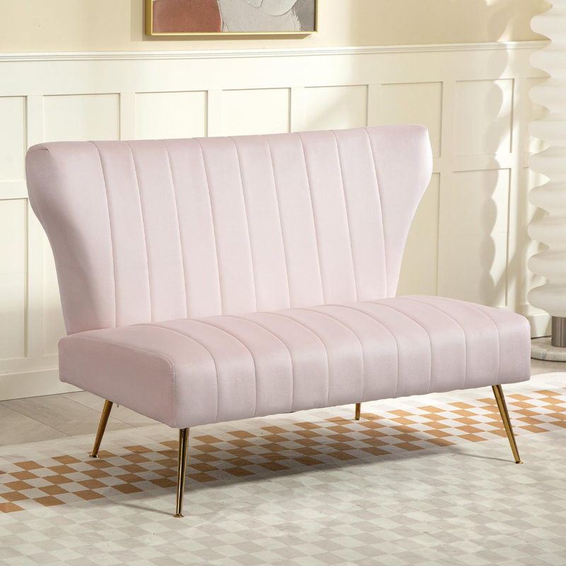 Vardell Fabric 48'' Reception Loveseat, Light Pink