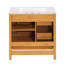 Meuble-lavabo de style moderne Mid-Century 30 po avec lavabo - Armoire autoportante en bois artistique avec 3 tiroirs et porte à fermeture en douceur, panneau à cannelures bicolore