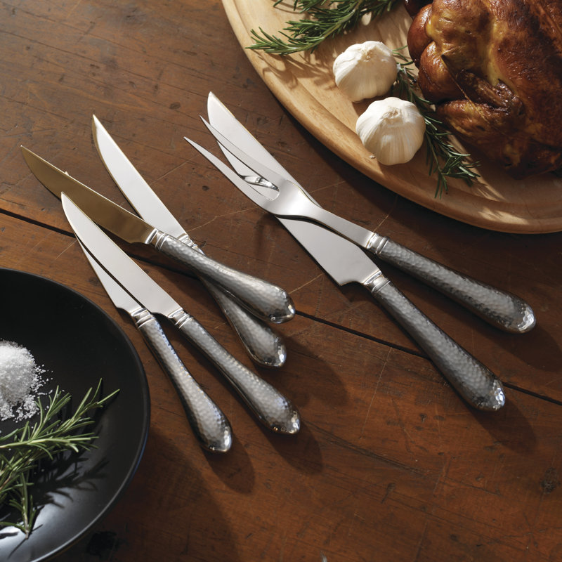 Ensemble de couteau steak 4 pièces roseau & barton Hammered Antique